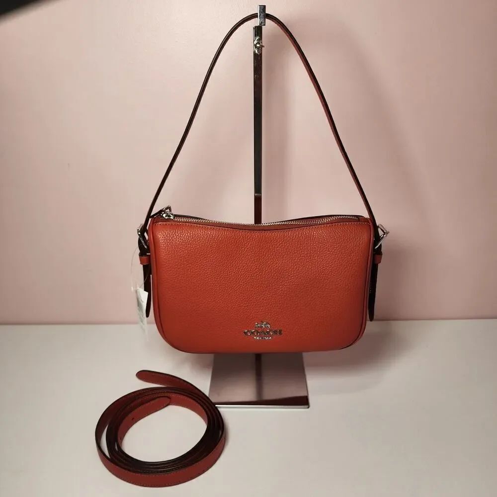 NWT Coach CY707 Kailey Shoulder Bag Leather Deep Orange
